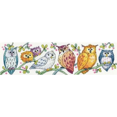 Customized Embroidery Owls on Parade Funny Quote Cross Stitch Pattern with 100% Cotton Flosses & Free Shipping for Wall Decor