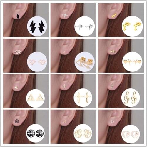 Stainless Steel Heartbeat Love Light Earring for Women Daily Wear pendientes Everyday Jewelry Nurse Doctor ECG Medical Ear Studs