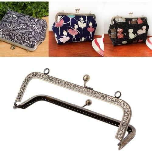 THINKTHENDO 1Pc DIY Purse Handbag Handle Coins Bags Metal Kiss Clasp Lock Frame DIY 12.5cm