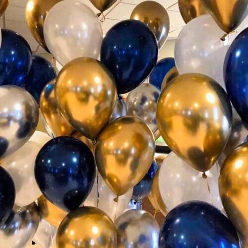10-15pcs Metal Gold Silver Balloons Ink Blue Latex Balloon Wedding Birthday Party Decors Festival Celebration Supplies Air Ball