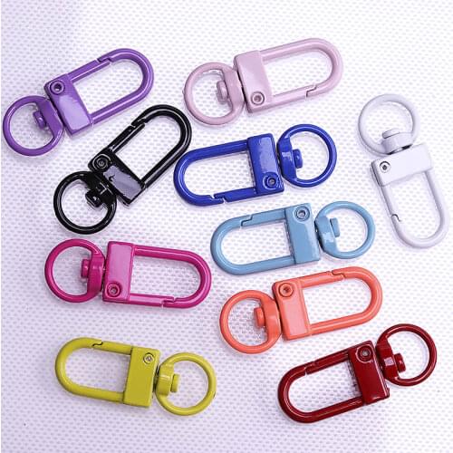 10pcs Color Paint Baking Keychains Key Chain Key Ring Spring Buckle 8 Word Buckle Shrimp Buckle Bag Buckle Jewelry Accessories
