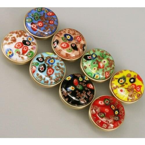 1x Fused Glass Cabinet Knobs Drawer Pulls Colorful Furniture wardrobe Knobs Brass Kitchen Cupboard Handles