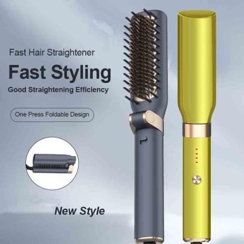 RESUXI Foldable 2in1 ionic Hair Dryer Brush Hair Straightening Smoothing Brush Hair Waver Comb Hot Fast Heating Anti-Scald Brush