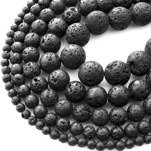 2pcs 4 6 8 10 12mm Natural Lava Beads Black Volcanic Rock Stone Beads Handmade Diy Jewelry Making Necklace Bracelet Accessories