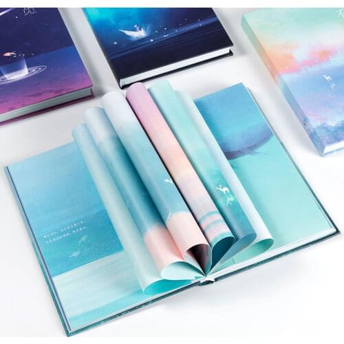 224 Page Starry Sky Diary Personalized Creative Color Page Illustration Cute Notebook Student Manual Ledger Notepad Diary Book