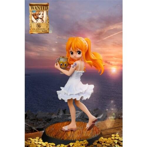 Nami Childhood Angry Lovely PVC Action Figure Zoro luffy Nami Cute Money Box Ver.Collect Model Gift 16cm