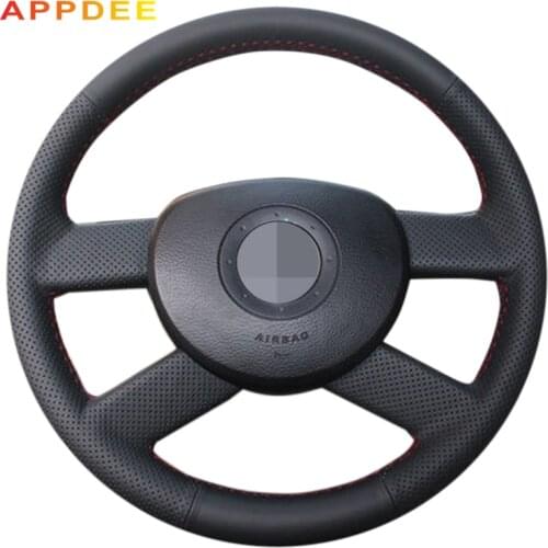 AppDee Black Artificial Leather Car Steering Wheel Cover for Volkswagen VW Polo 2003 2004 2005 2006