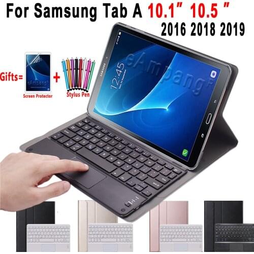 Case for Samsung Galaxy Tab A A6 10.1 10.5 2016 2018 2019 with Touchpad Keyboard Detachable Bluetooth Trackpad Leather Cover