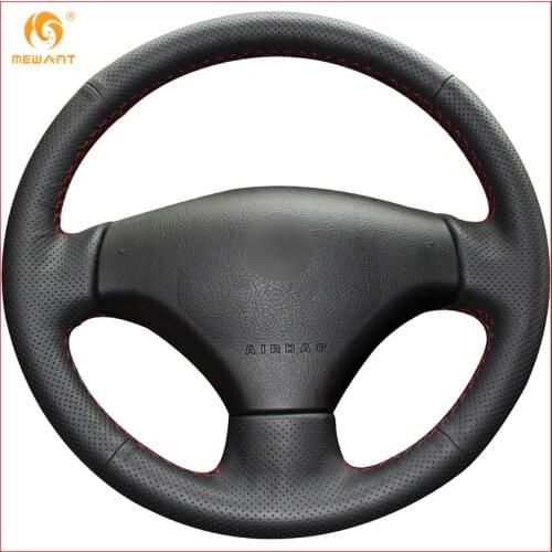 MEWANT Black Artificial Leather Car Steering Wheel Cover for Peugeot 206 2007-2009 Peugeot 207 Citroen C2 Interior Accessories