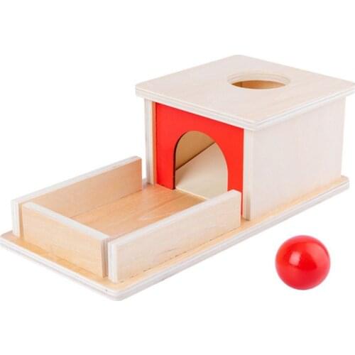 Infant Montessori Wooden Permanence Object Box with Tray Ball Educational Toys