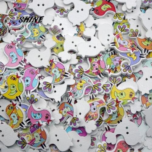 SHINE 150PCs Wooden Sewing Buttons Scrapbooking Bird shape 2 Holes 25X19mm Costura Botones Decorate W10008