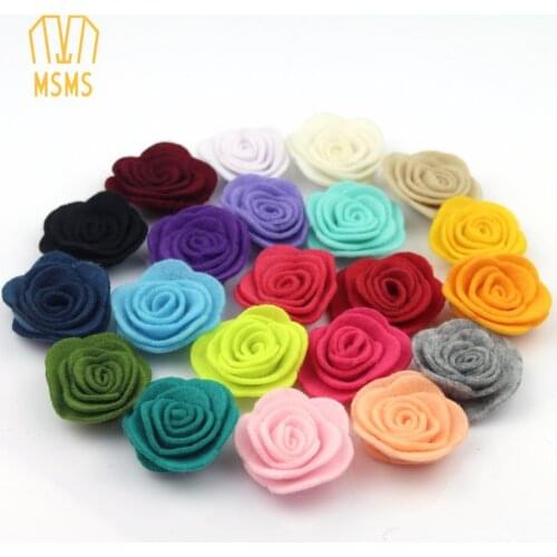 Girls 2" Tiny Felt Flowers Rose WITHOUT Clips For Kids DIY Hair Accessories Girls Solid Flower Hair Bow Headbands
