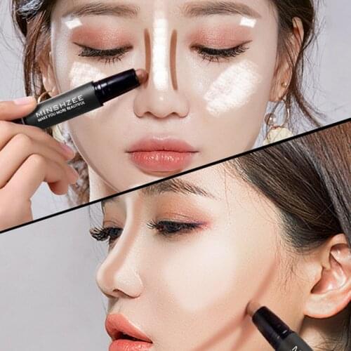Minshzee Double-headed High Gloss Stick Concealer Three-dimensional Nose Shadow Highlighter Pen Repair Pen