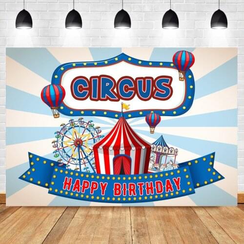 Circus Theme Birthday Backdrop Photography Flash Stage Lighting Birthday Party Customized Banner Poster Photography Background