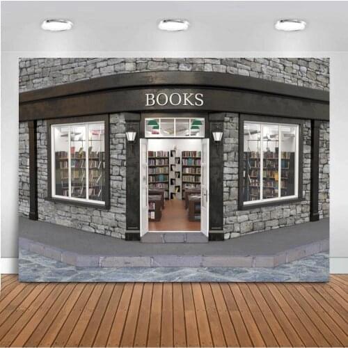Old Stone Brick House Book Store Door Photography Backdrops Back To School Kids Portrait Art Photo Backgrounds For Studio