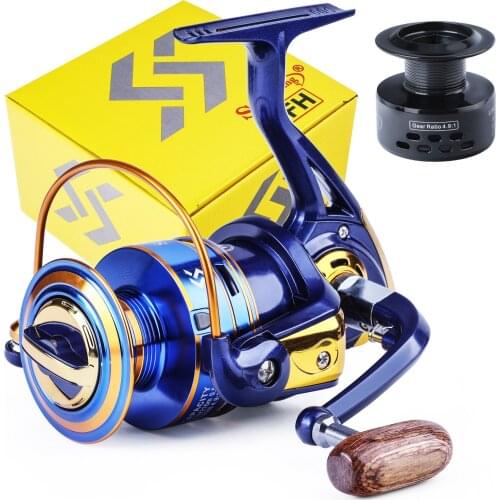 Sougayilang 1000-7000 Series Spinning Fishing Reel 12BB 5.2:1 Light Weight Fishing Reels with Free Spare Spool Fishing Tackle