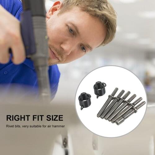 KKmoon 8-Piece Air Rivet Hammer Bit Set 40Cr Steel Smoothing Pneumatic Air Hammer Bits with Spring