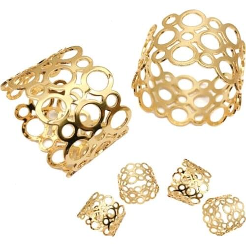 Napkin Ring, 6-Piece Metal Napkin Holder, Party Dinner Christmas Table Decoration, Hollow Round Design Napkin Ring