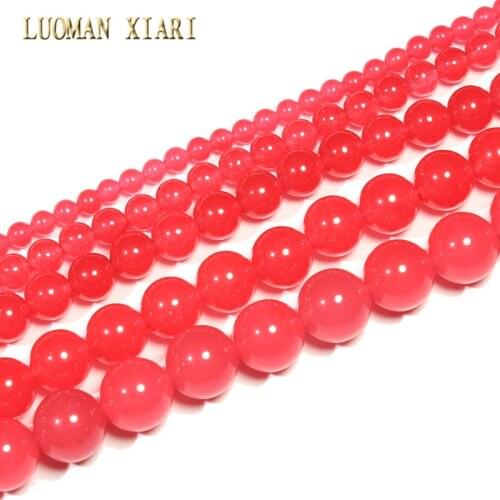 Red Natural White Stone Dyed Color Round Loose Stone Beads For Jewelry Making DIY Bracelet Necklace 4/6/8/10/12 mm Strand 15
