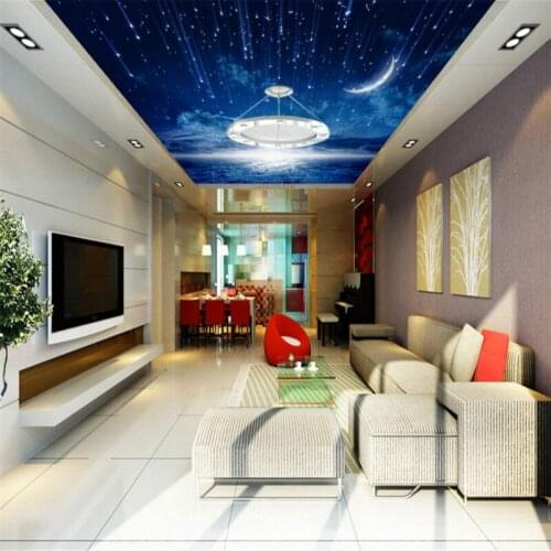 Custom 3d landscape wallpaper wall murals for living room bedroom hotel background 3d ceiling wallpaper moon night sky mural