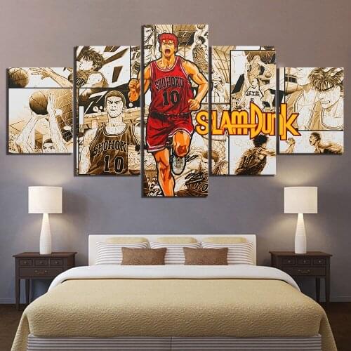 Wall Art Canvas Print Posters 5 Pieces Painting Animation Slam Dunk Picture Home Decor For Living Room Modern Artwork Modular