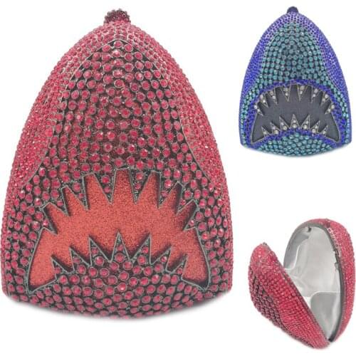 New Arrival 2021 Blue/Red 4 Colors Crystal Evening Purse Women Mini Party Wedding Handbags High-End Ladies Chain Messenger Bags