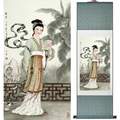 Portrait painting Home Office Decoration Chinese scroll painting women art painting LTW2017112409