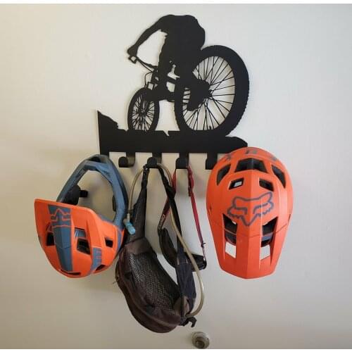 Mountain Bike Gear Rack Metal Wall Decor Mountain Biking Wall Art Bicycle Art Silhouette Wall Sticker Carved Black#g3