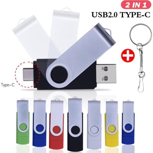 Custom Logo Type C OTG 2.0 USB Flash Drive 128GB 16G 32GB 64GB USB Stick Pen Drive High Speed Pendrive for Smart Type-C Phone/PC