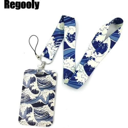 Vintage Kanagawa Hokusai Wave Neck Strap Lanyard for keys lanyard card ID Holder Key Chain for Gifts