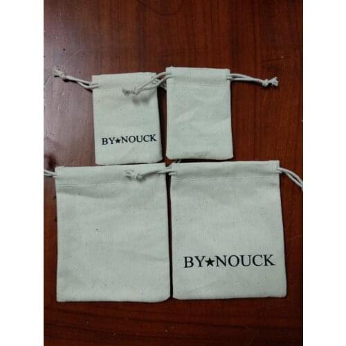 High quality cotton jewelry gift pouch 6*8cm drawstring bag with custom logo for jewelry gift packaging and storage