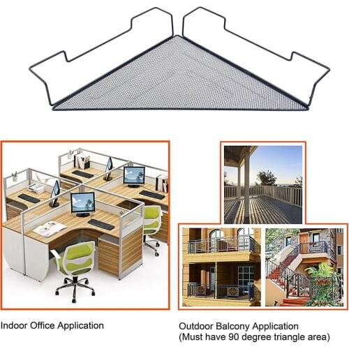Iron Square Triangle Office Table Cubicle Corner Hanging Shelf Storage Rack Sundries Organizer