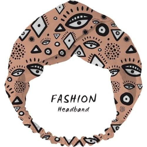 Women Hair Accessories Summer Scrunchies Hair Bands Tribal in Peach Print Headbands Cross Turban Bandanas HairBands