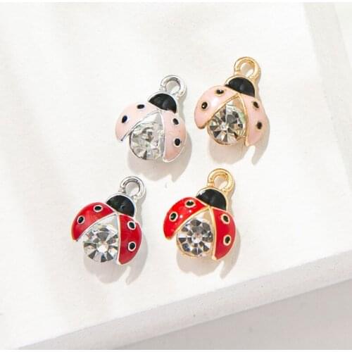 10Pcs Enamel Crystal Beetle Charm Pendant for Jewerly DIY Making Bracelet Women Necklace Earrings Accessories Findings Craft