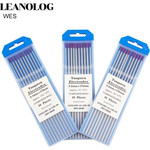 10pcs Purple Head WES Tungsten Electrode 1.0 /1.6/2.0/2.4/3.0/3.2/4.0X175mm TIG Tungsten Needle/Tungsten Electrode/TIG Rod