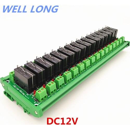DIN Rail Mount 16 Channel SPDT 16A Power Relay Interface Module,OMRON G5RL-1-E 12VDC Relay