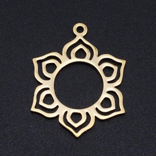 5pcs/lot 100% Stainless Steel Lotus Flower Charms Wholesale Accept OEM Order DIY Necklace Bracelet Making Charms