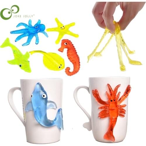 5pcs Party Supply Favors Multi-color Sticky Jelly Stick Slap Sticky Marine life Animals Toy Stress Squishies Squeeze Toys WYQ