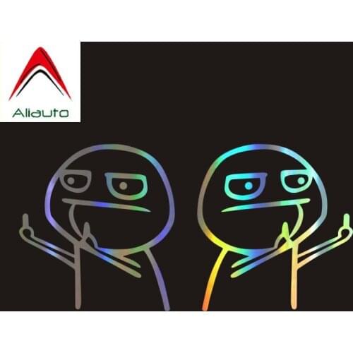 Aliauto 2 X Cartoon Car Sticker Middle Finger Automobiles Motorcycles Decoration PVC Decal for Volvo VW Polo Toyota,17cm*15cm