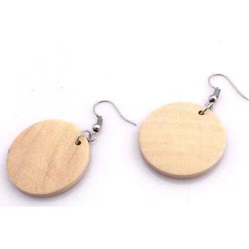 Free Shipping 30mm Original Color Hollow Round Shape Drop Earrings For Painting 12 Pairs/lot