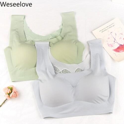 Weseelove Women Sleep Underwear Beauty Back Thin Plus Size Lingerie Movement Without Rims Vest Type Bra Sexy Soutien Gorge X33-1
