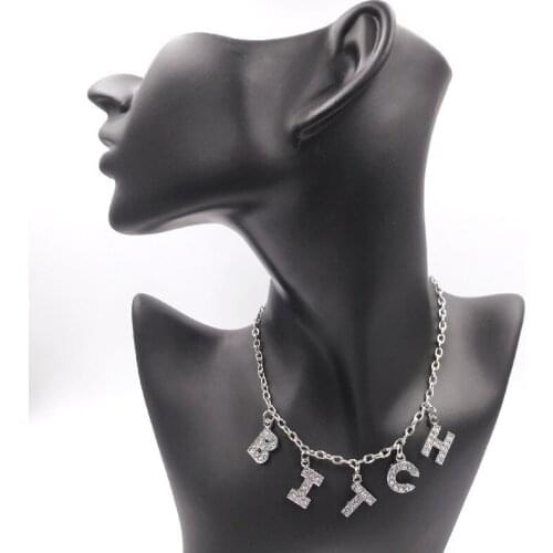 2021 Trend Angel Silver Color Alphabet Pendant Fun Game Statement Necklace Women Charm Party Clavicle Chain Jewelry Accessories