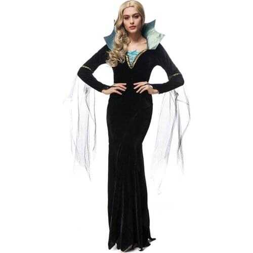 Black Vampire Dress, Carnival Evening Dress Ghost Festival Halloween Witch Queen Costume Nightmare Before Christmas