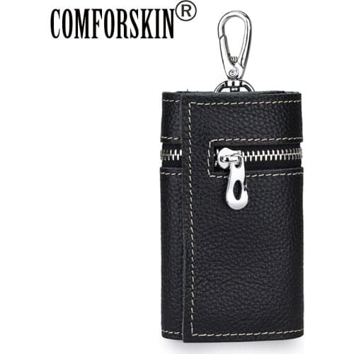 COMFORSKIN Premium 100% Cowhide Leather Multi-function Key Wallet Unisex Causal Style Housekeeper New Arrivals Key Holders Sales