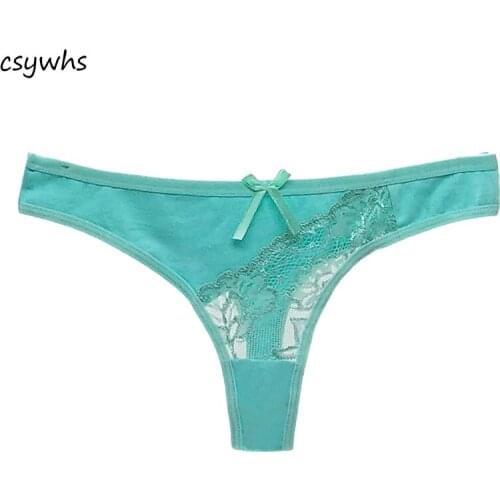 CSYWHS Underwear Women Sexy Lace Thongs Lingerie Transparent Thongs and G String Low Rise Briefs T-back Seamless String 1pc