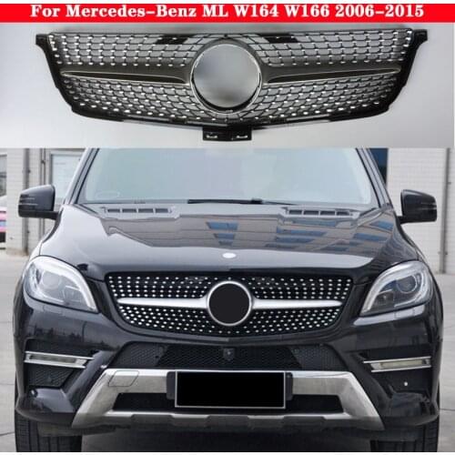 For Mercedes-Benz ML class W164 W166 2006-2015 Car styling Middle grille ABS plastic Diamond GT Auto front bumper Center Grille