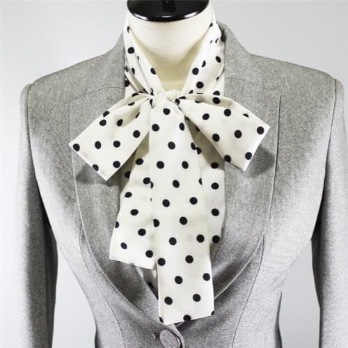 Elegant Polka Dot Collar Woman Blouse Work Occupation Business Inside Bow Decoration Ladies Fashion Detachable Collars One Size