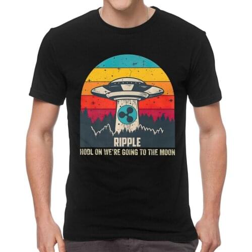 Ripple XRP HODL On We Are Going To The Moon T Shirts Men Short Sleeve 100% Cotton T-shirts Bitcoin Tee Tops Streetwear Tshirts