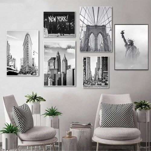 Painting Wall Pictures For Living Room Decor New York Statue Of Liberty Black White Nordic Posters And Prints Wall Art Canvas