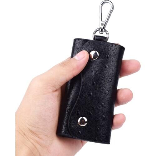 Compact Key Holder Wallet Pouch Women Men Keys Organizer Solid Key Cover Key Car Keychain Housekeeper Portachiavi pelle